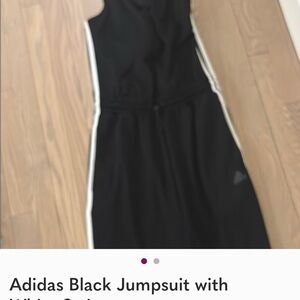 Adidas Sleek Black Jumpsuit with White Accents